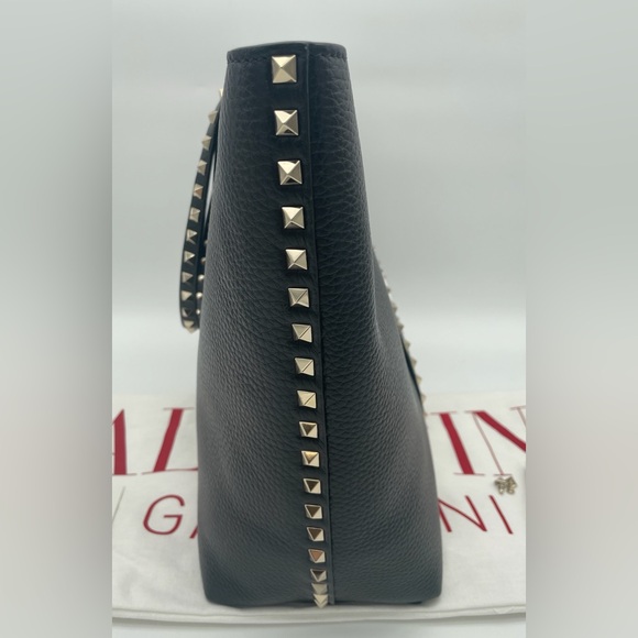 $2350 NEW VALENTINO GARAVANI BLACK LEATHER ROCKSTUD TOTE BAG PURSE NWT AUTHENTIC - Picture 11 of 16